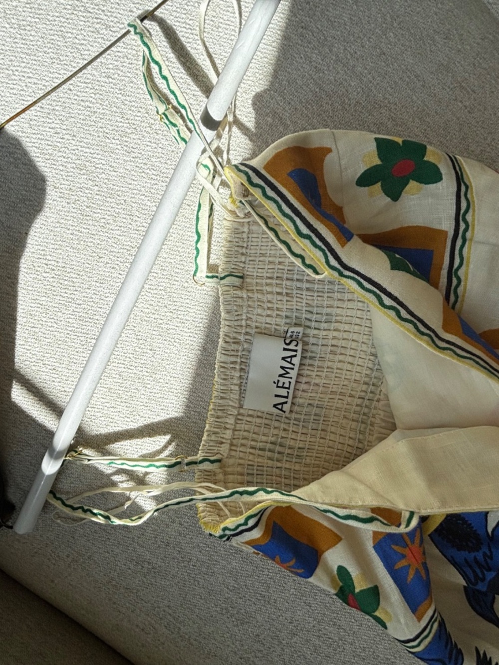 ALÉMAIS Surrealist Summer Linen Sundress Multicolor - Picture 5 of 7